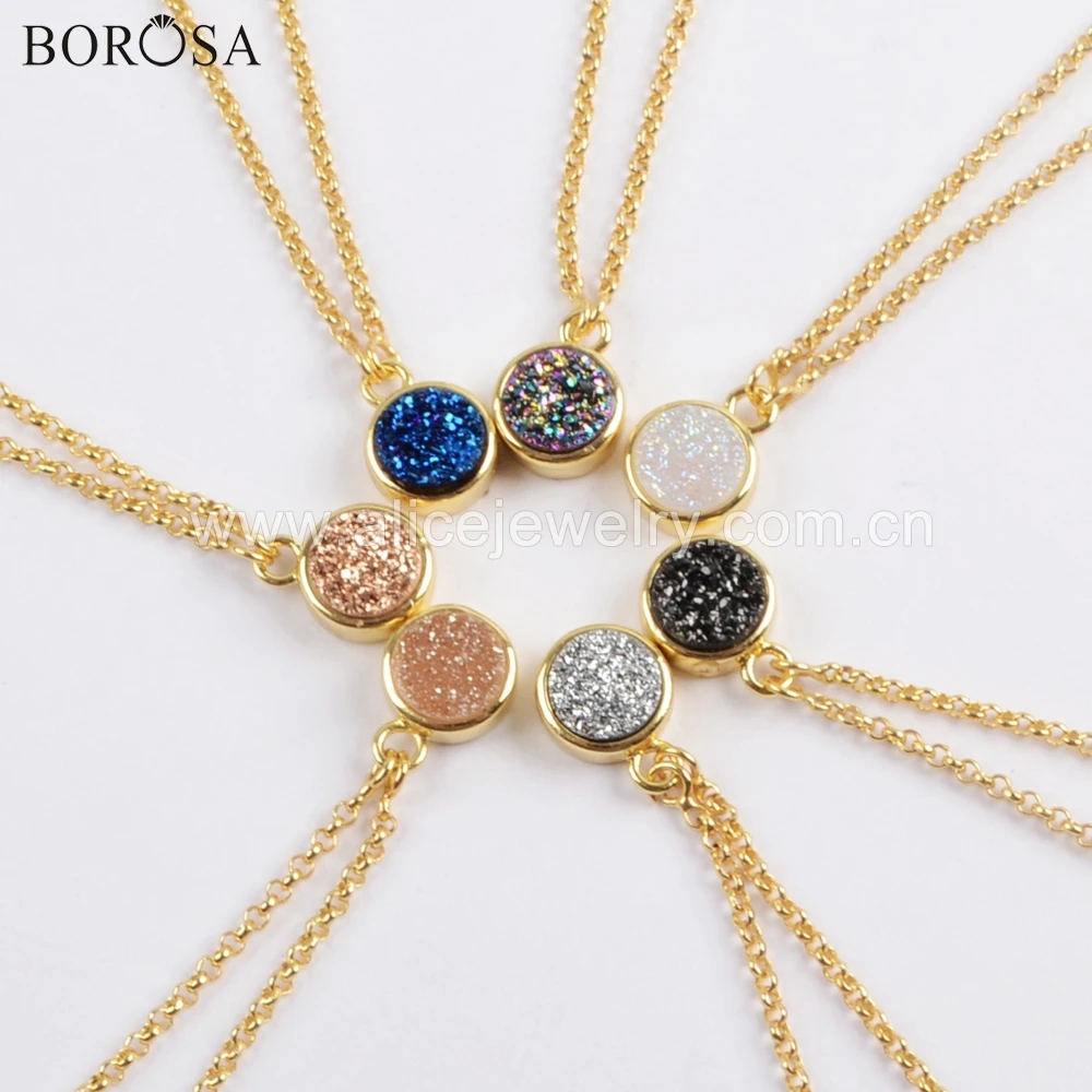 

Ожерелье BOROSA ZG0369 женское круглое Радужное из титана, друзы, агата, 6 шт.