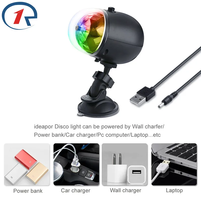 ZjRight водонепроницаемый USB встроенный аккумулятор вращающийся RGB диско шар