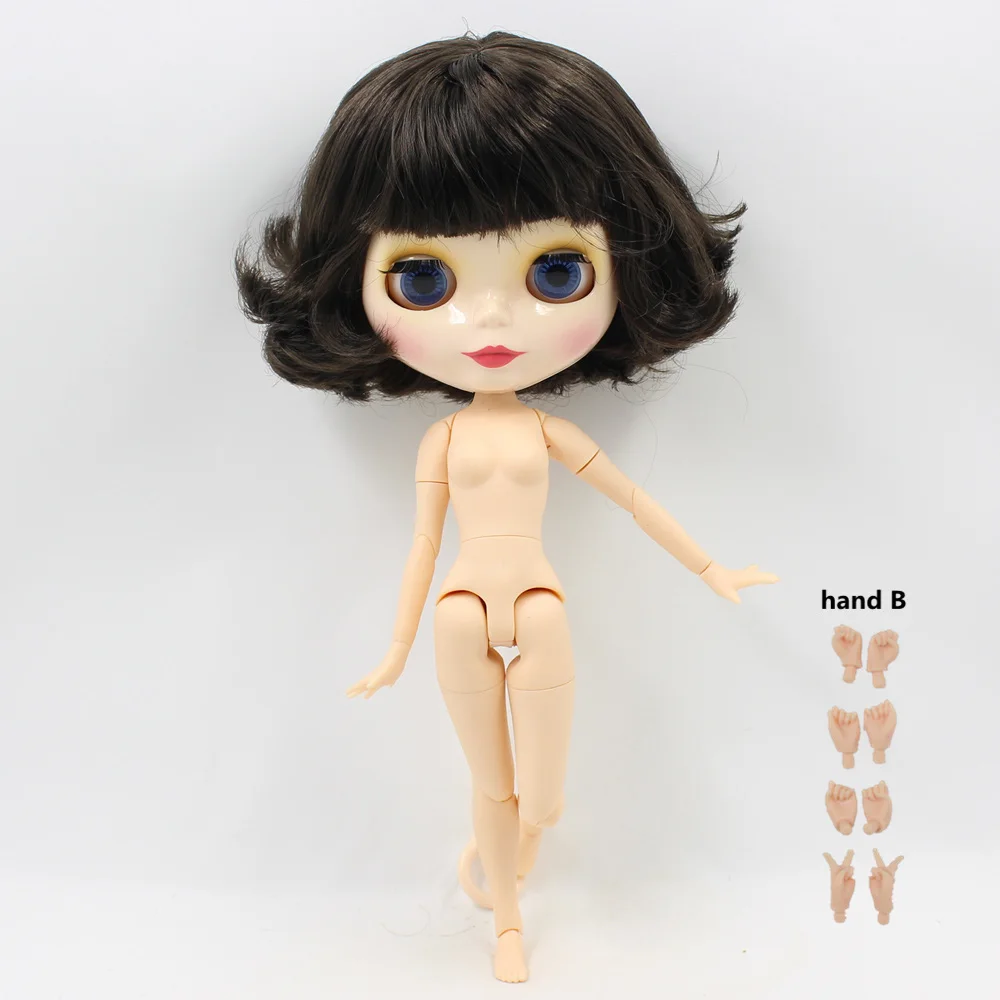 Nude doll gestrue B Blyth кукла Обнаженная черная короткая волосы с соединением тела blyth bjd куклы подходит DIY Мода куклы игрушки - Цвет: Nude doll gestrue B