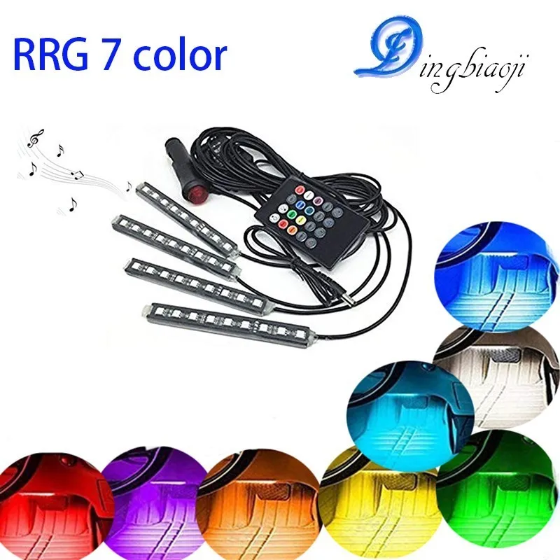 4 шт. 9 SMD пульт дистанционного управления цветная Музыка RGB LED интерьер