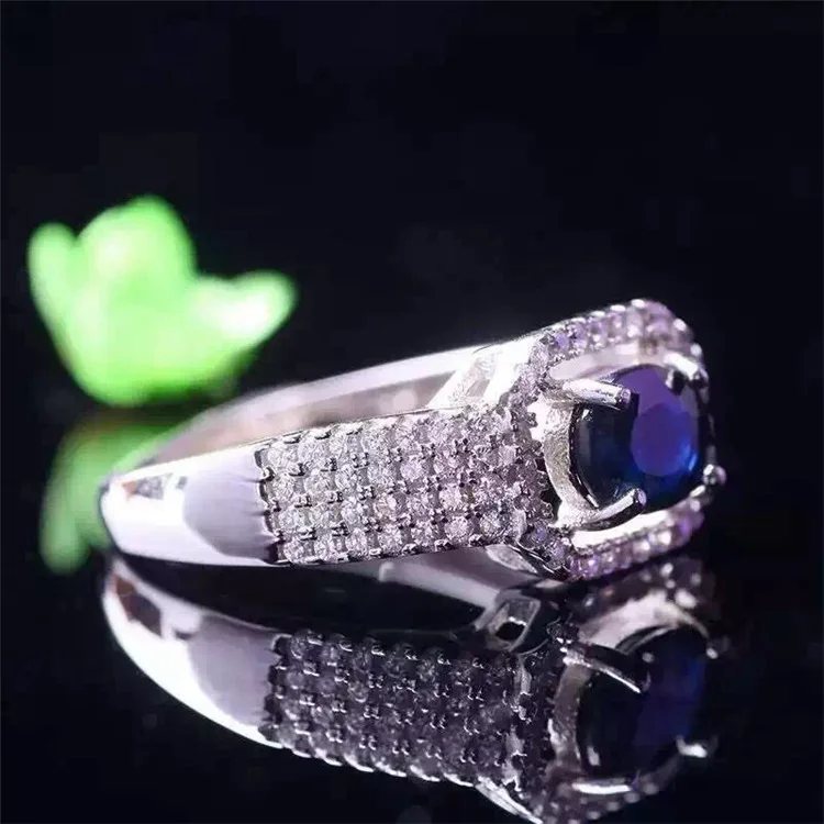 

KJJEAXCMY fine jewelry S925 Pure silver inlay natural sapphire micro-inlay female style ring lady
