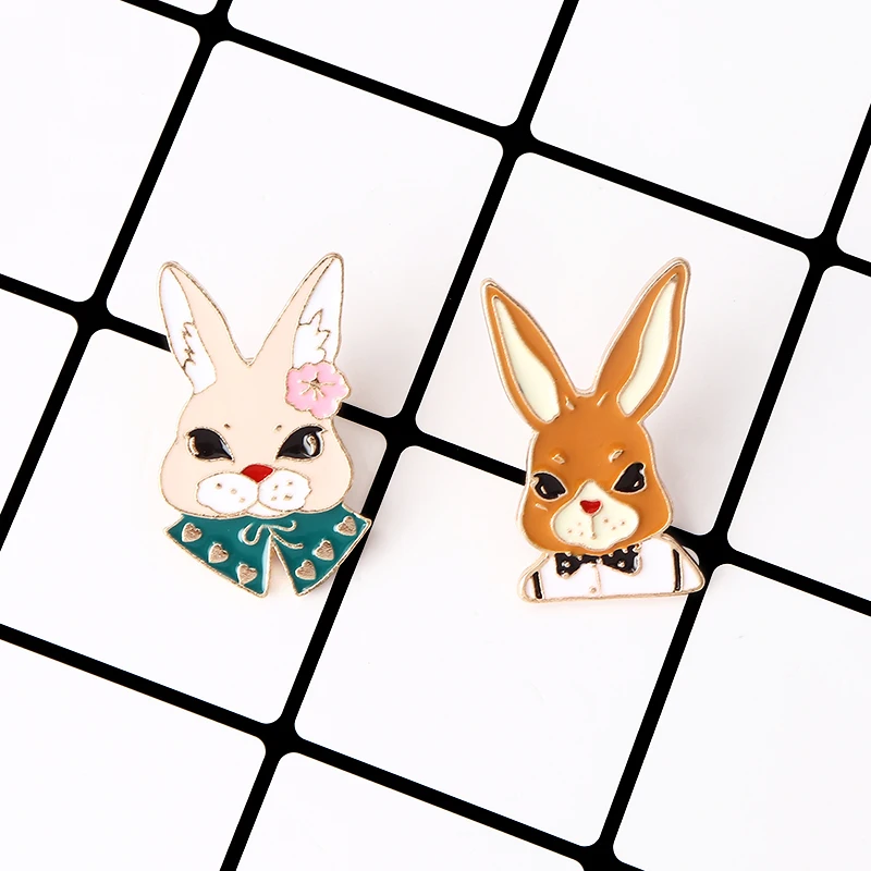 Милые Mrs Rabbit & mr. Bunny твердая эмалированная булавка ювелирное изделие в виде