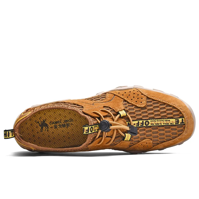 CAMEL JINGE 2021 New Outdoor Shoes Trekking Summer Size 45 Colors Slip on Beach Breathable Leather Utility Hiking Shoes for Men
