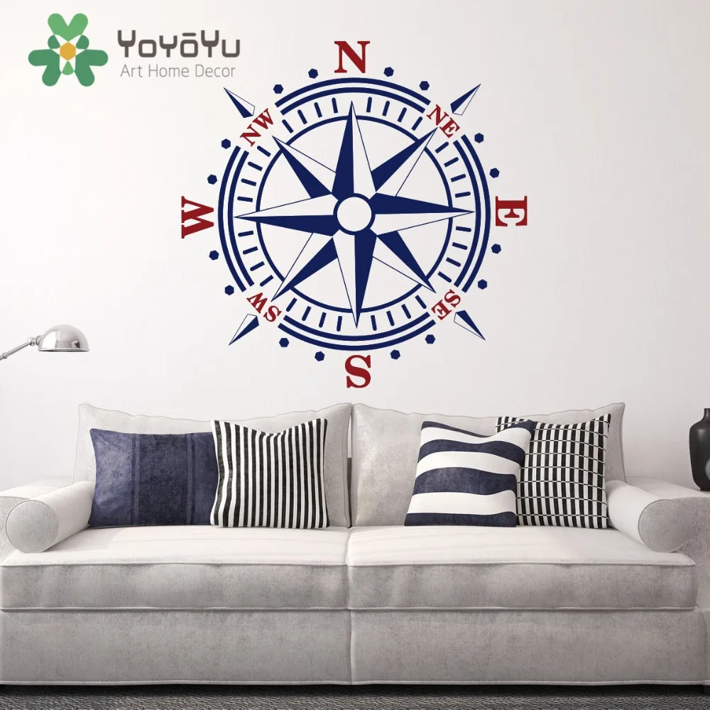 Съемныйсо стены наклейка в виде компаса Роза настенные виниловые наклейки
