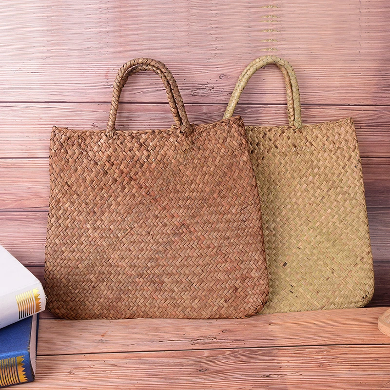 1 шт. сумки для покупок пляжная сумка лета большие соломенные ручная работа