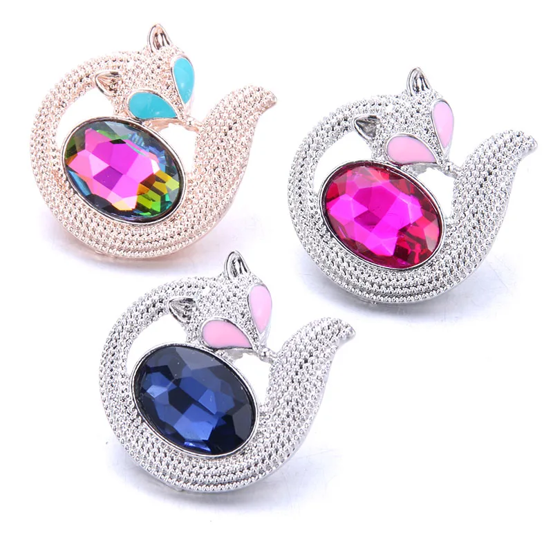 

10pcs/lot 18mm Snap Jewelry Fox Styles 18mm Metal Snap buttons buttons Rhinestone Watches Snaps Jewelry