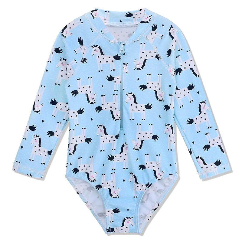 S294 Blue BAOHULU/Одежда для купания для девочек с героями мультфильмов; детская одежда для купания с длинными рукавами; UPF50+ летний купальник для девочек; купальные костюмы - Цвет: S294 Blue
