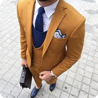 slim fit yellow formal men suits prom business wedding tuxedos terno 3 pieces jacketpantsvest masculino blazer costume homme