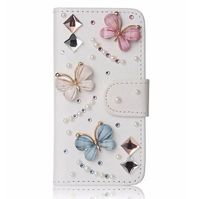 Для Xiaomi стиль Роскошный Модный Элегантный Bling Алмаз Стразы ручной работы милый флип чехол для телефона из искусственной кожи - Цвет: 3 Butterfly
