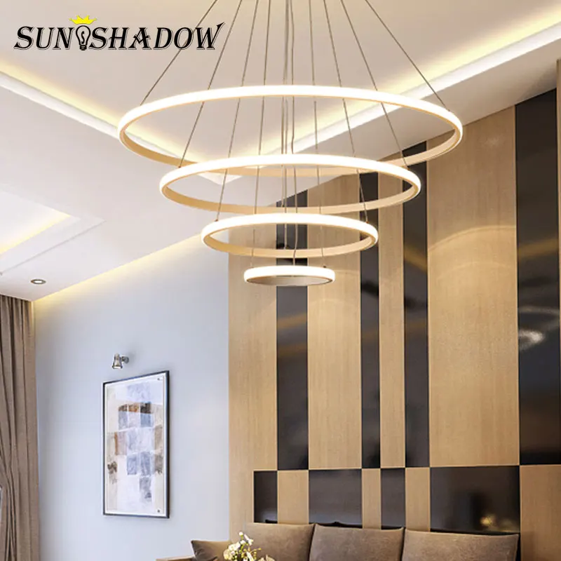 White&ampBlack Circle Pendant Light Led Modern Chandelier Lamp for Living room Bedroom Dining Kitchen Hanging Ceiling | Лампы и
