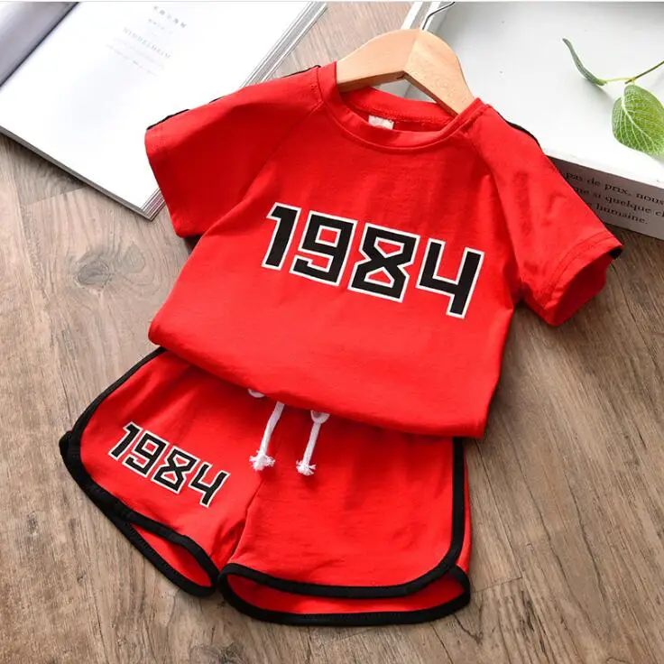 Комплект детской одежды Новинка лета 2019 футболка с короткими рукавами и надписью