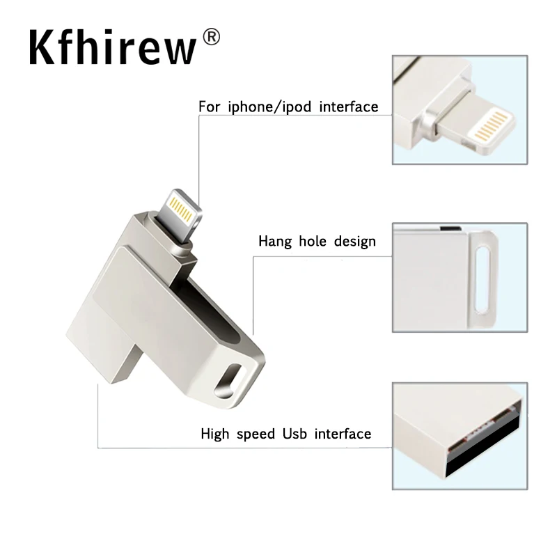 Usb флеш накопитель для iPhone 6/6s/6Plus/7/7Plus/8/X Usb/Otg/Lightning Флешка 2 в 1 диск iOS|USB