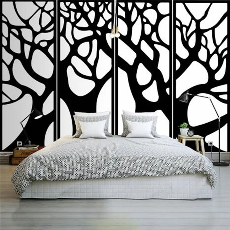 

3D Modern Custom Wallpapers Abstract Art Tree Wall Paper Woods Murals Home Decor Black White Woods Wallpapers for Living Room