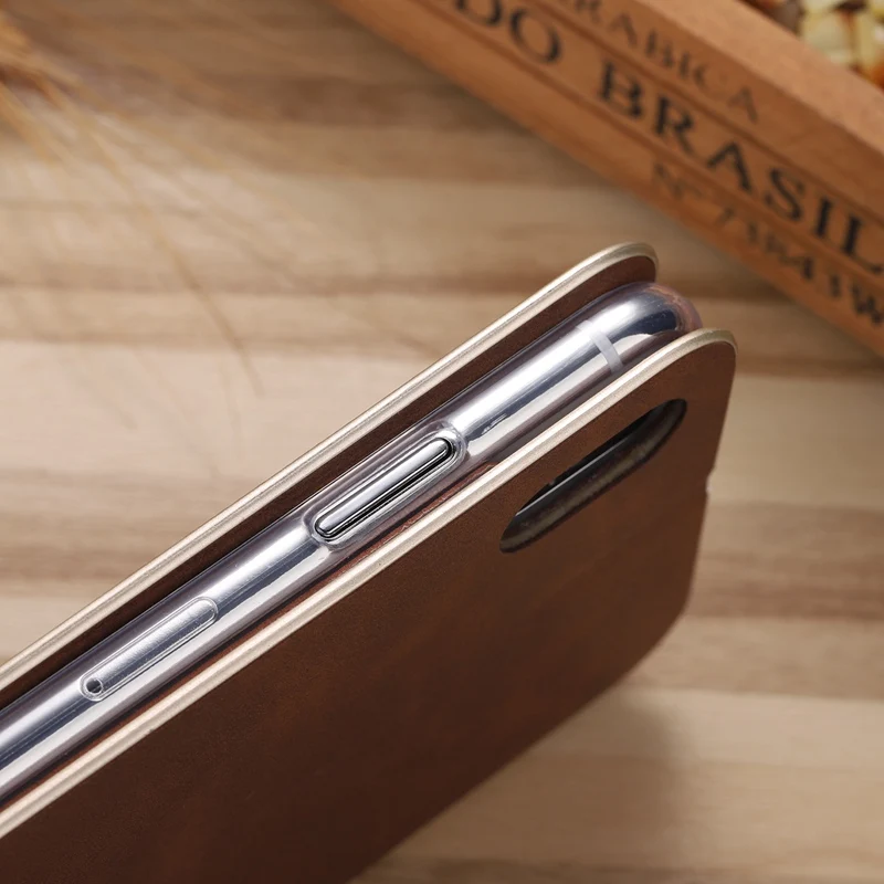 Кожаный флип чехол с подставкой для iPhone X XS Max XR ультра тонкий 6 6s 7 8 Plus держатель