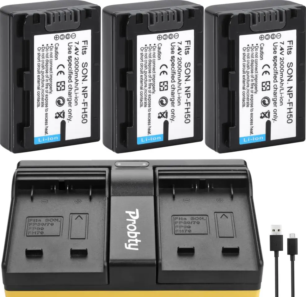 3battery and charger NP-FH50 Батарея+ Зарядное устройство для sony NP-FH40 DSC-HX1 HX100V DSLR A230 A330 DCR-DVD205 DCR-DVD305 DCR-DVD308 DCR-DVD403 - Цвет: 3battery and charger