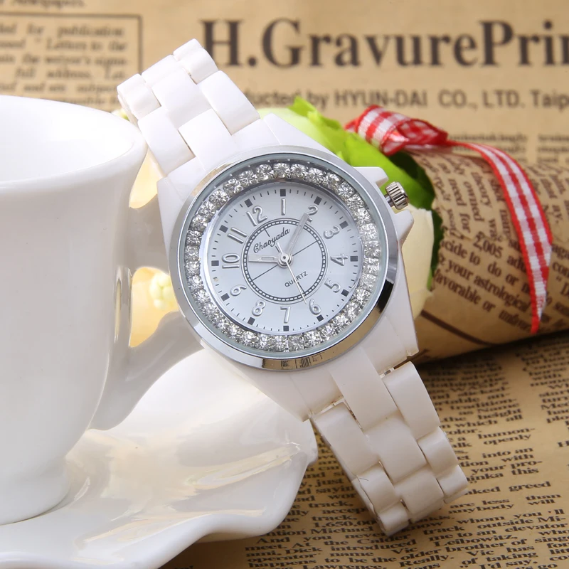 Женские часы белые наручные кварцевые дамы платье для женщин Reloj роскошные 2017