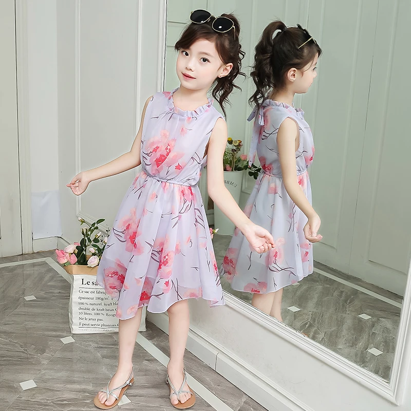 Girls Peony Flower Vintage Dress Summer Children's A Line Sleeveless Retro Floral Pink For Costumes 3-12 Years | Детская одежда и