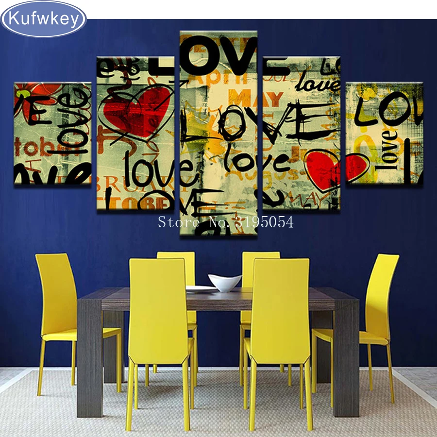 

5d diy алмазная живопись Ретро абстрактная любовь, DIY 3D Алмазная вышивка, вышивка крестиком, Алмазная мозаика, наклейки, украшение для дома 5 шт.