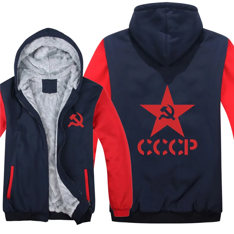 As picture Новая CCCP Толстовка Зимняя Флисовая теплая для женщин и мужчин СССР толстовки подкладка пальто толстовка куртка CCCP толстовки - Цвет: As picture