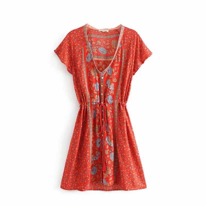 Женское платье Лето 2019 человека хлопок с принтом подсолнуха Короткое Платье Для