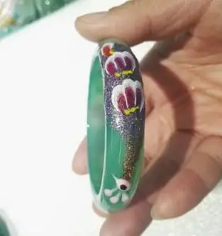 Окрашенные Феникс натуральный зеленый агат браслет камень круг диаметром 6 см |