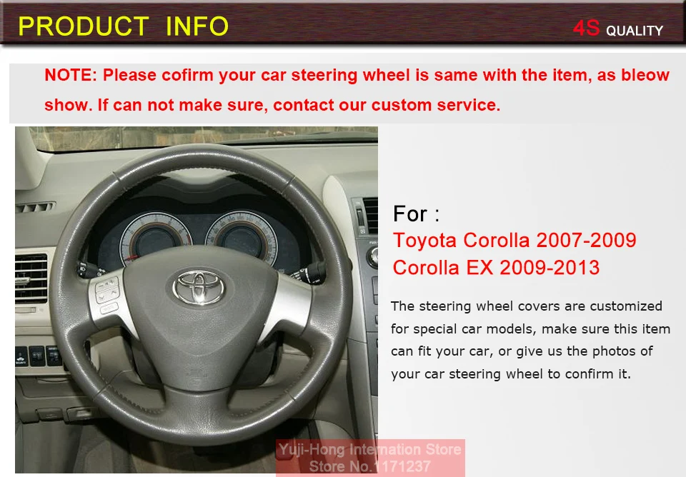 Yuji-Hong Чехлы рулевого колеса автомобиля чехол для Toyota Corolla 2006-2010 Corolla-EX 2009-2013 натуральный верхний слой из коровьей кожи