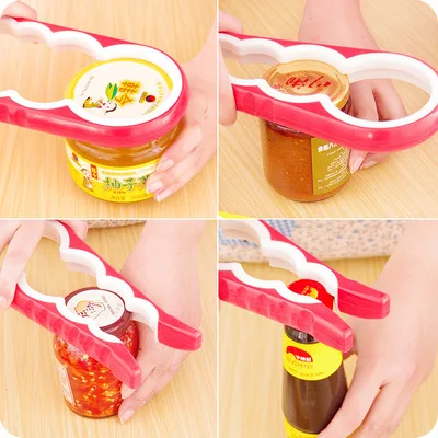 1Pcs Creative Silicone Multi-functional Four In One Bottle Opener Home Safe Open Cans Anti-skid Cap Kitchen Tool Barware 7zcx623 | Дом и сад