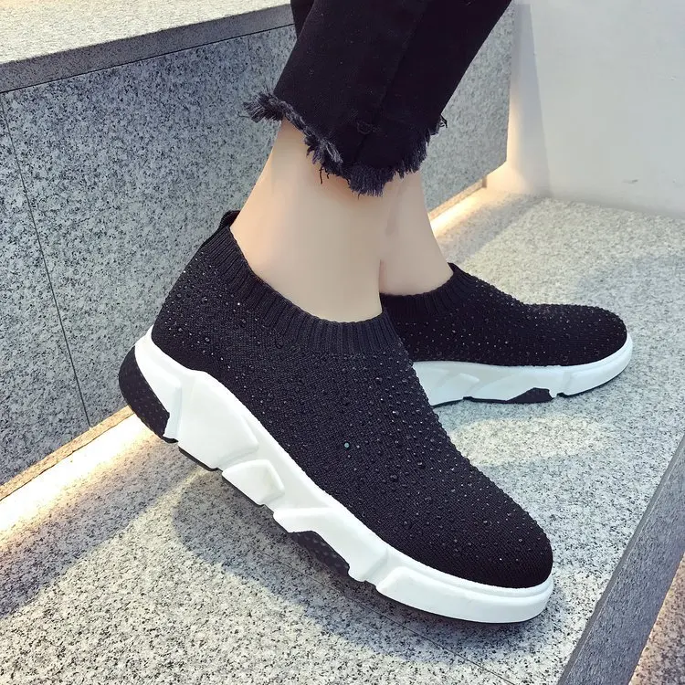 Новые трикотажные эластичные тканевые носки повседневная обувь в Корейском