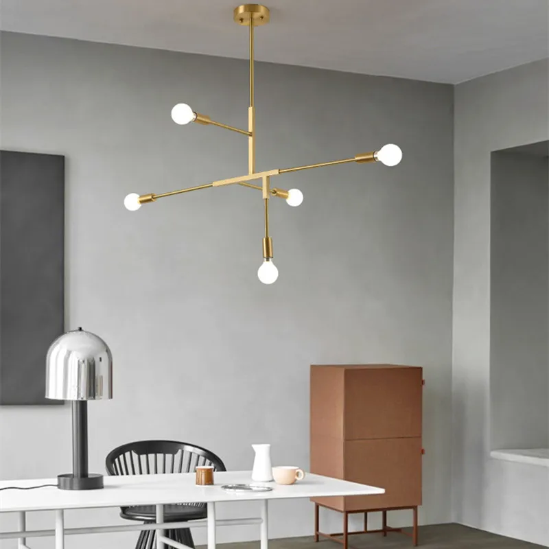 

Nordic Line Geometric Molecular Chandelier Magic Bean Lamp Iron Living Room Lighting Creative Designer Chandelier Lighting