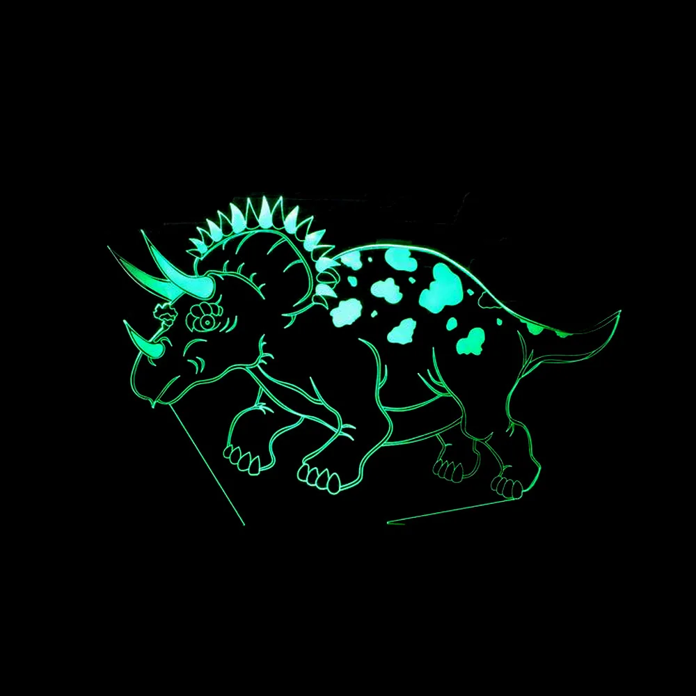 3D Красочный USB Новый динозавр Настольный светильник Ночная Светодиодная