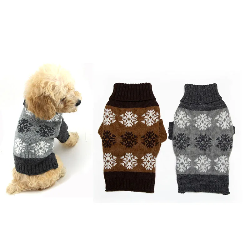 

Рождественский свитер со снежинками для собак, кошек, одежда для домашних животных, Свитера для собак, вязаное крючком пальто для домашних ж...