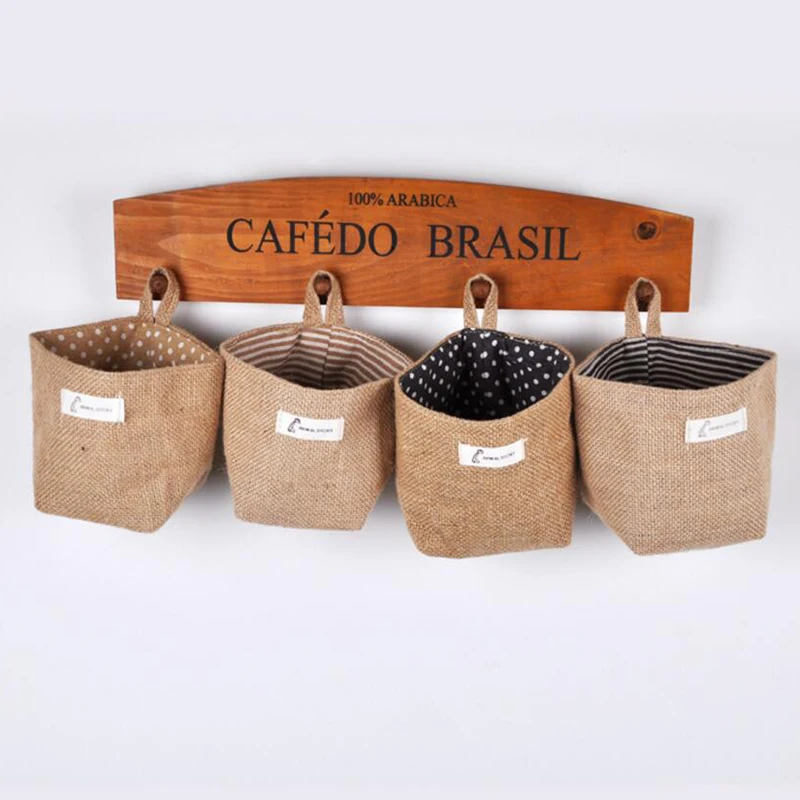 Милая маленькая льняная Складная косметичка для хранения коробка корзина