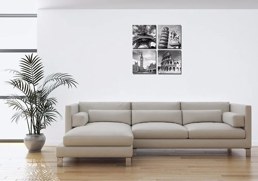 Настенные художественные картины архитектуры современные 4 панели печать на