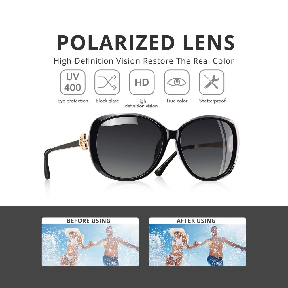 AOFLY BRAND DESIGN Luxury Women Polarized Sunglasses 2020 Lady Sun glasses Female Rhinestone Temple Shades Eyewear UV400 A151 | Аксессуары