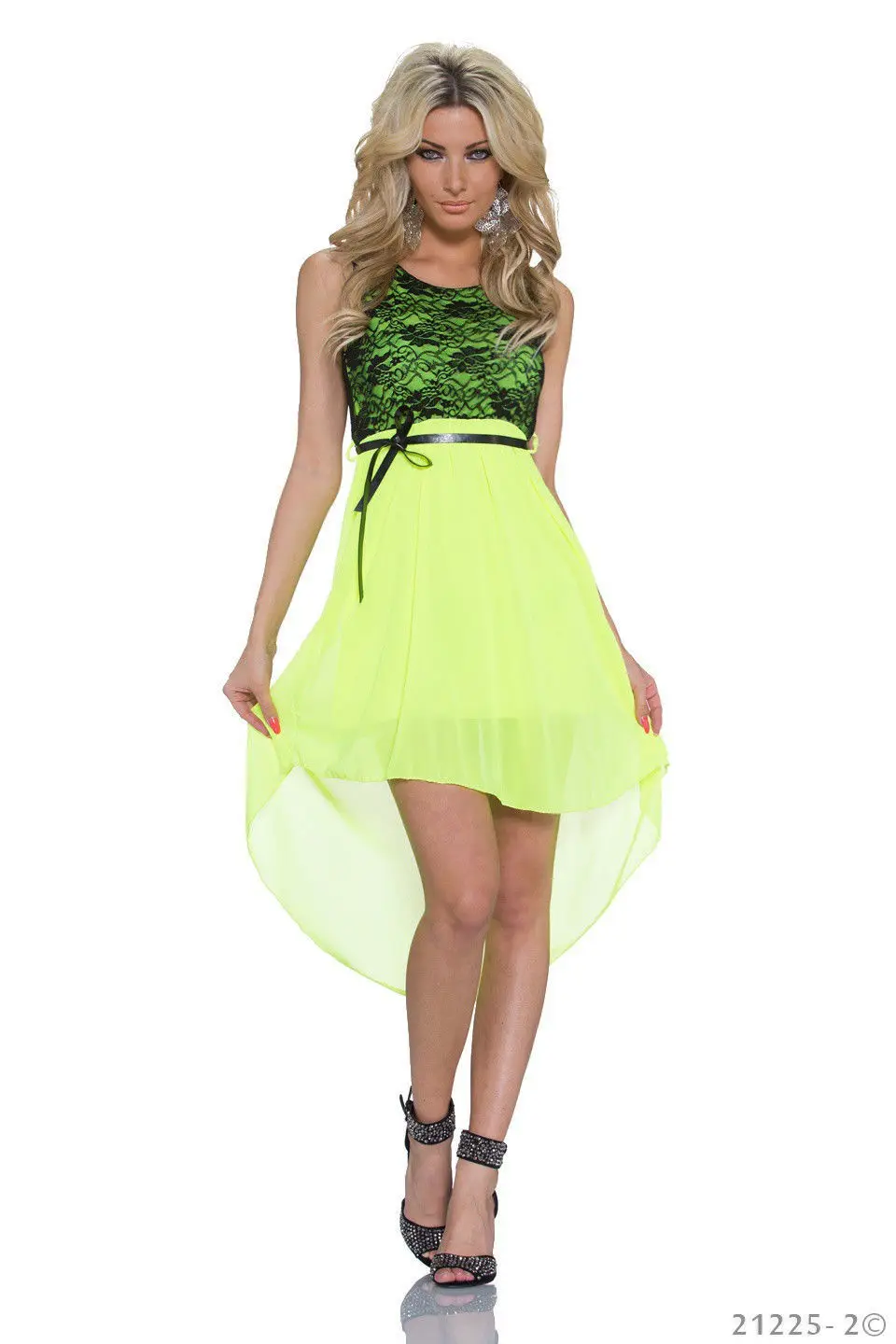 Женское кружевное шифоновое платье лоскутное без рукавов спереди короткое сзади