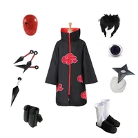 brdwn akatsuki uchiha obito ninja cosplay red cloud cloak suit costumeshoesmaskshurikenringkunaibag