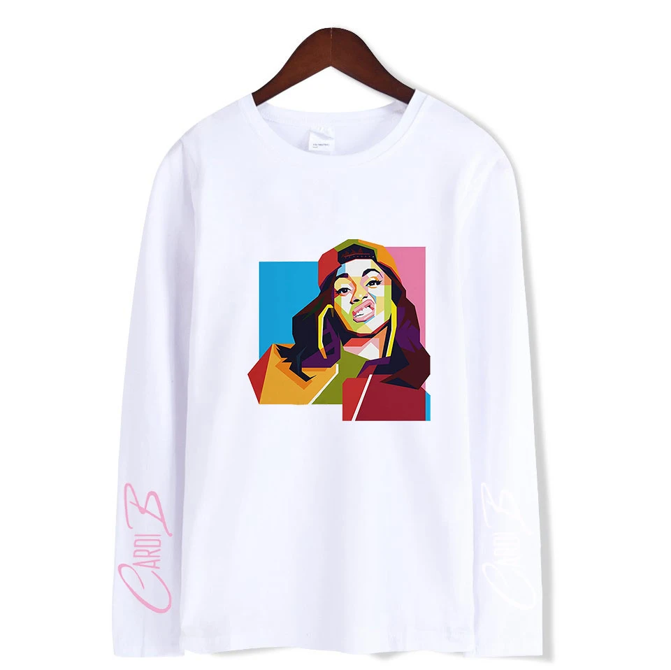 Cardi B стильная мягкая женская футболка с круглым воротником популярный классный