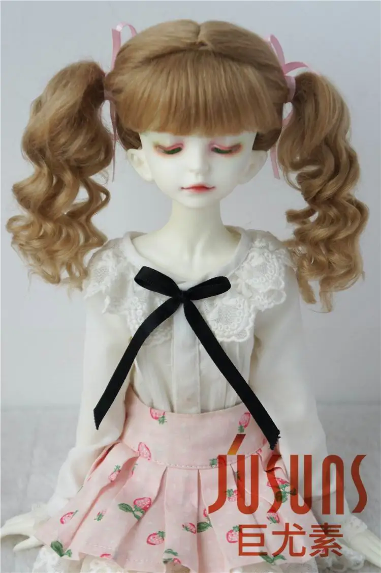 7-8inch Ash Blond JD428 1/8 1/6 1/4 милые два пони мохер куклы парики Размер 5-6 дюймов 6-7 дюймов 7-8 дюймов, парик для куклы Модные аксессуары для кукол - Цвет: 7-8inch Ash Blond