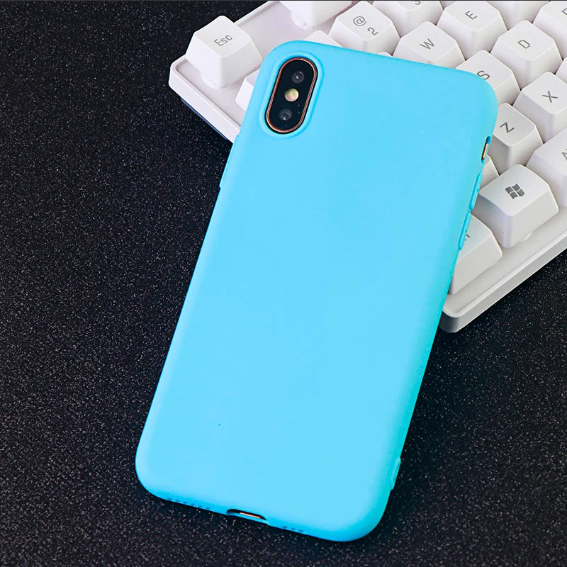 Plain Phone Cases for iPhone 6 s 7 8 Plus X XS MAX XR Single Color Pink Back Case Soft Silicone Fitted Covers Accessories | Мобильные