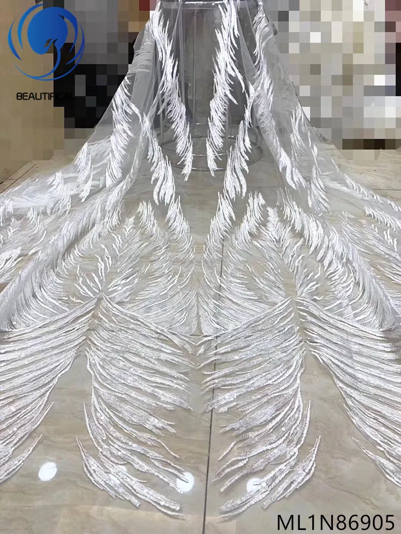

BEAUTIFICAL african lace fabrics popular strip-type design embroidery lace sequins fabric 5yards nigerian tulle lace ML1N869