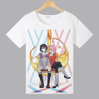 Мужская футболка из полиэстера с короткими рукавами New Anime DARLING in the FRANXX|t-shirt anime|anime