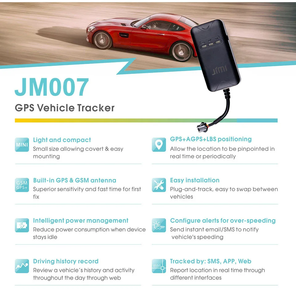 Concox JM007 мини-защита от кражи транспорта gps трекер с позицией в реальном времени с помощью приложения для управления парком автомобилей Аксессуары локатор автомобиля