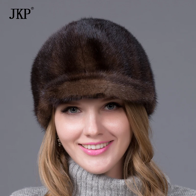 100% натуральный цельный мех норки меховые шапки козырьки милая для женщин