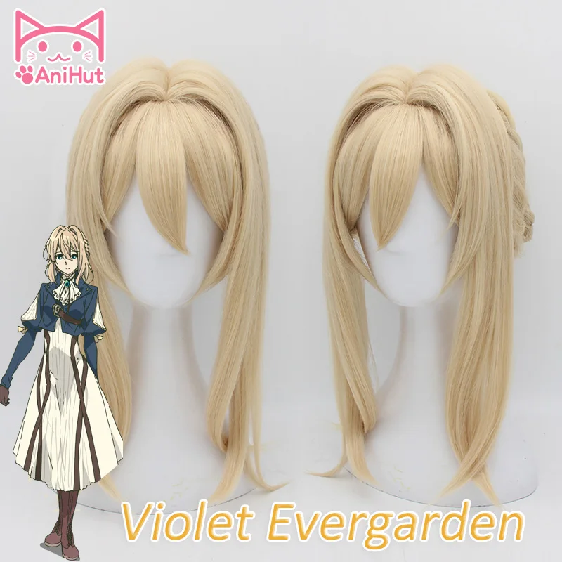 【AniHut】Violet Evergarden Cosplay Wig Heat Resistant Synthetic Light Blonde Hair Cosplay Wigs For Women Anime Violet Evergarden