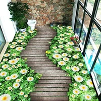 custom mural wallpaper 3d flowers path wooden bridge floor tiles painting sticker balcony living room pvc waterproof wall papers