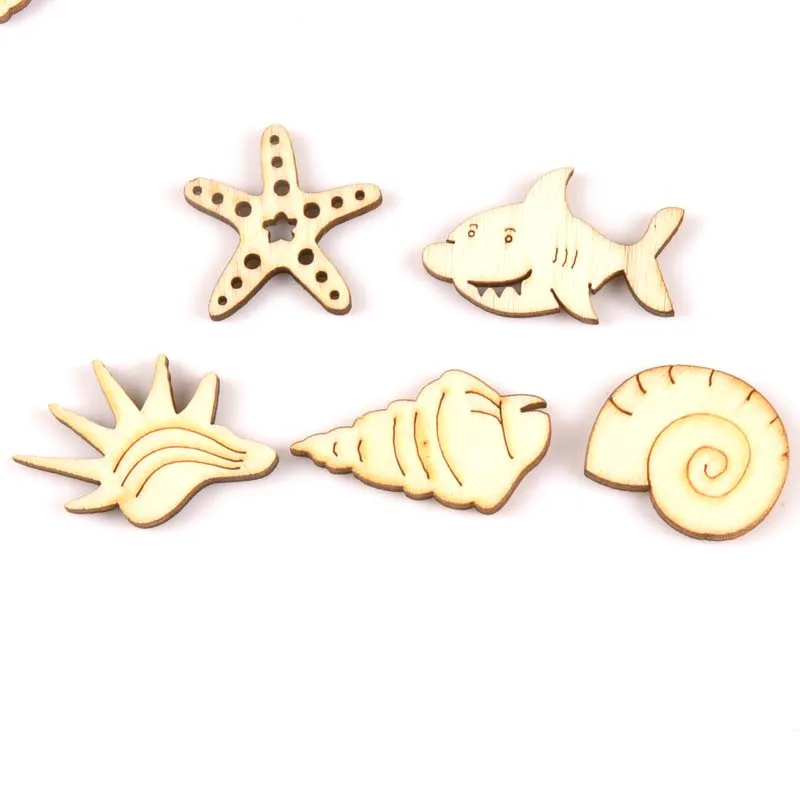 50 шт. деревянные ракушки и морские звезды 25 35 мм|Поделки из дерева| |
