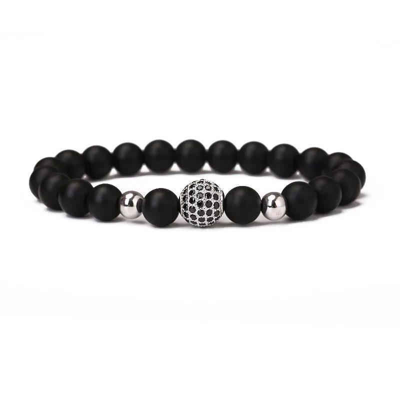 CZ мяч Браслет Подвески Pulsera Для мужчин изделия 8 мм бусины браслеты жёсткий