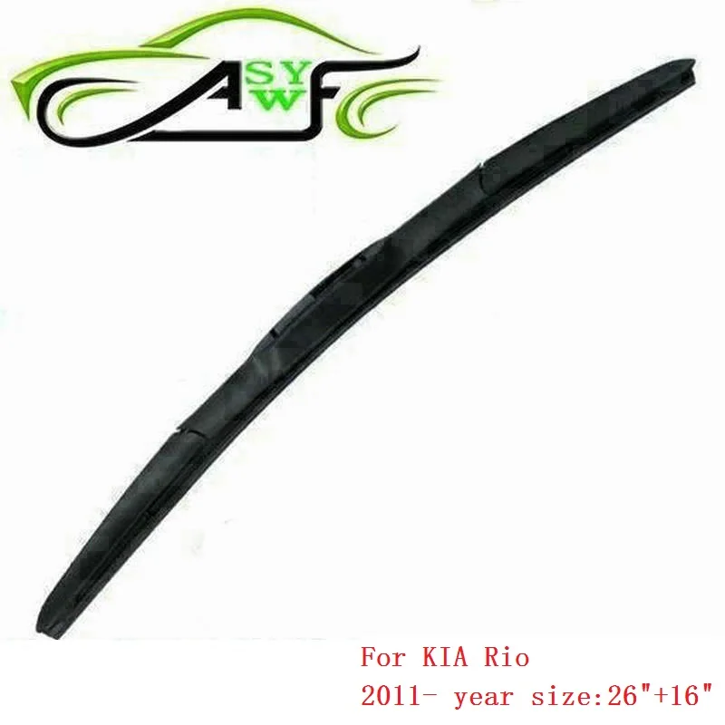 

Car wiper blade For KIA Rio (2011- ) size 26"+16" U-hook Wiper arm 2pcs/PAIR