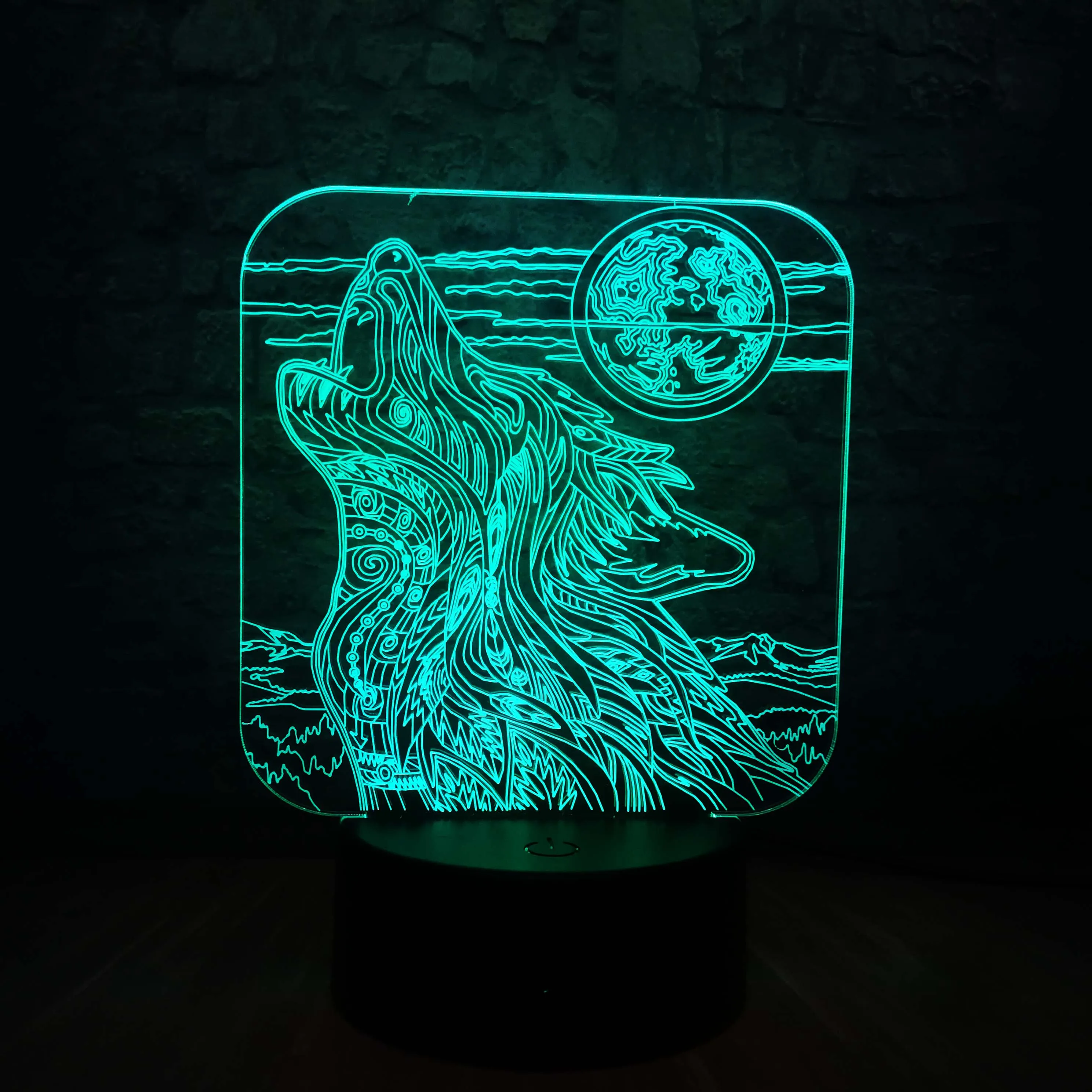 Новый полнолуний ночник Howl Wolf 3D лампа светодиодный USB Сенсорный Настольный