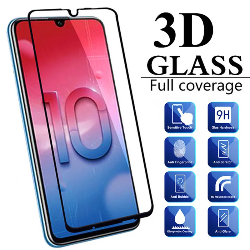 Стекло с полным покрытием 3D для Huawei Honor 10 lite протектор экрана Защитное стекло light